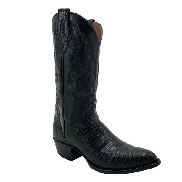 Vintage El Dorado Exotic Black Teju Lizard Cowboy Boots Mens size 9 Western 9550 - Picture 10 of 16